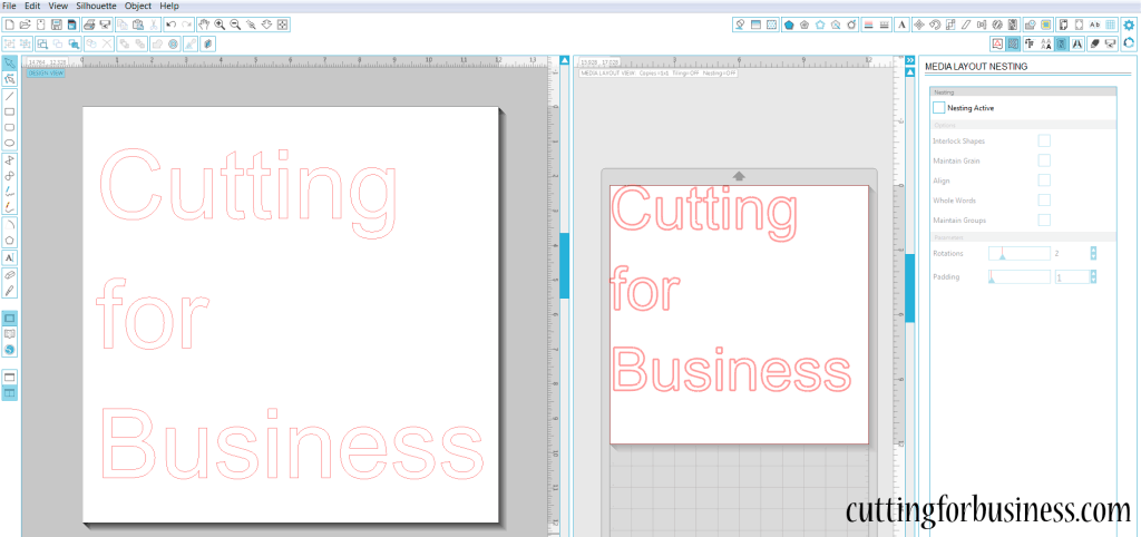 silhouette studio business edition filled text
