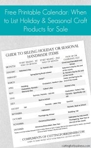 Silhouette Cameo and Cricut Crafters: Free Printable Calendar: When List Your Craft Products for Sale - by cuttingforbusiness.com