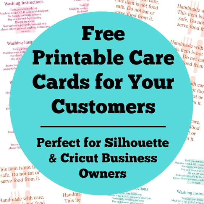 Free Printable Care Cards For Your Silhouette Or Cricut Business Cutting For Business
