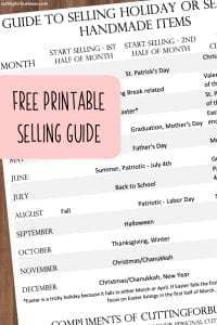 Free Printable Calendar: When to List Your Holiday Craft Products for Sale - Silhouette Cameo and Portrait or Cricut Explore or Maker - by cuttingforbusiness.com