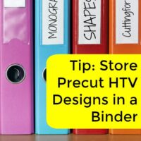 Silhouette Cameo or Cricut Crafters: Store your pre-cut heat transfer vinyl (HTV) designs in a binder - by cuttingforbusiness.com