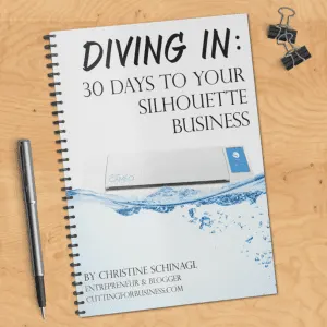 Want to start a business with your Silhouette Cameo, Curio, or Mint but don't know where to start? DIving in: 30 Days to Your Silhouette Business offers a step-by-step actionable 30 day plan to get your business started. Pick up your copy on cuttingforbusiness.com.