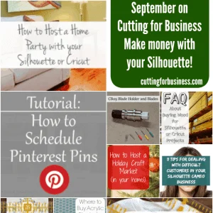 Learn how to automate social media, buy blank products to embellish, perfectly line up designs, and host home parties on cuttingforbusiness.com - make money with your Silhouette Cameo or Cricut.
