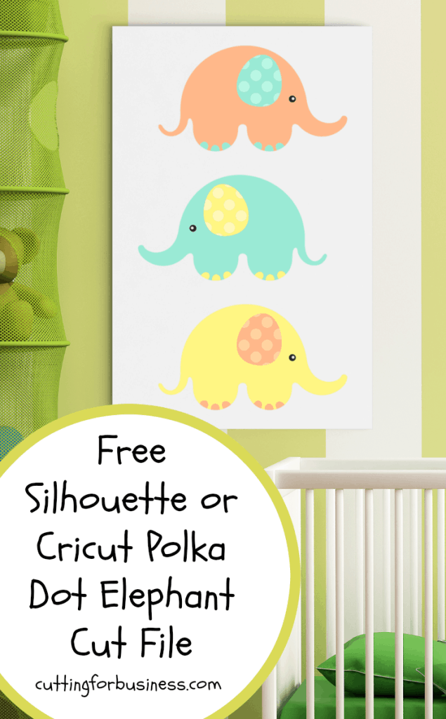 Free Commercial Use Polka Dot Elephants Cut File for Silhouette or Cricut by Printable Cuttable Creatables for cuttingforbusiness.com.