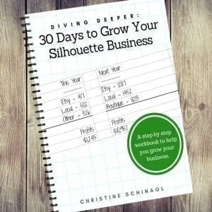 Diving Deeper - 30 Days to Grow Your Silhouette or Cricut Small Business. Learn to make money with your Cameo, Curio, Mint, or Explore. By cuttingforbusiness.com.