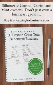 Diving Deeper: 30 Days to Grow Your Silhouette or Cricut Business Book by cuttingforbusiness.com