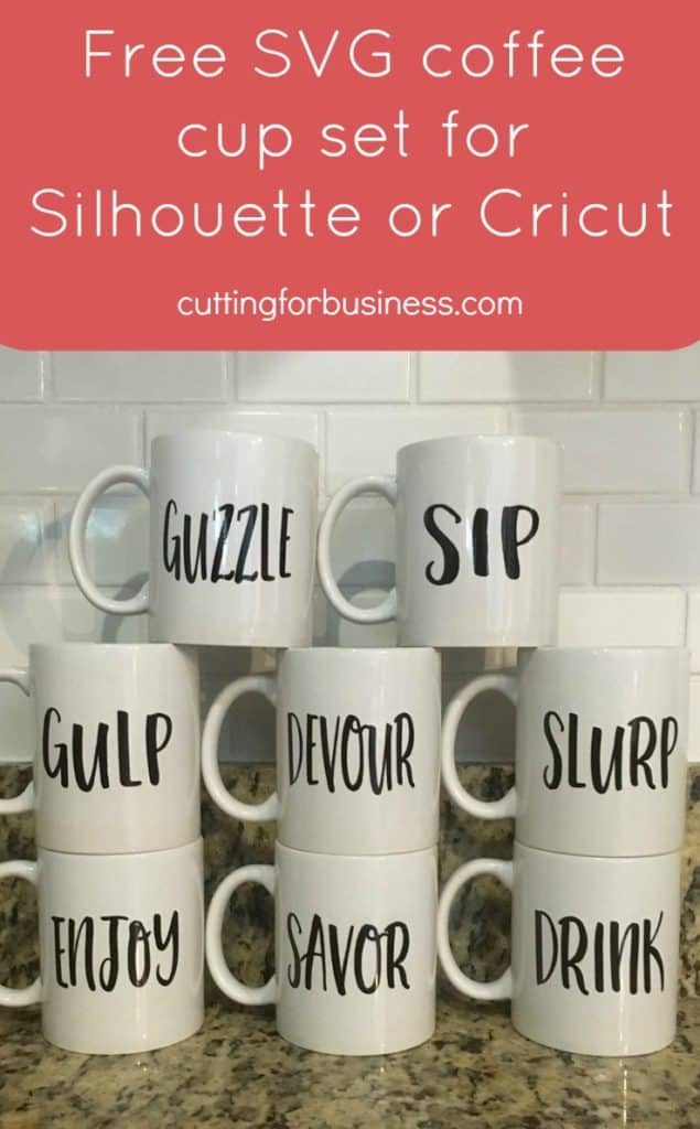 Free Coffee Mug Set SVG for Silhouette Cameo, Cricut, or Sublimation - cuttingforbusiness.com