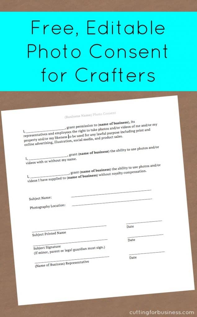 Free Download: Editable Photo Consent & FAQ - Great for Silhouette Cameo or Cricut Crafters - by cuttingforbusiness.com