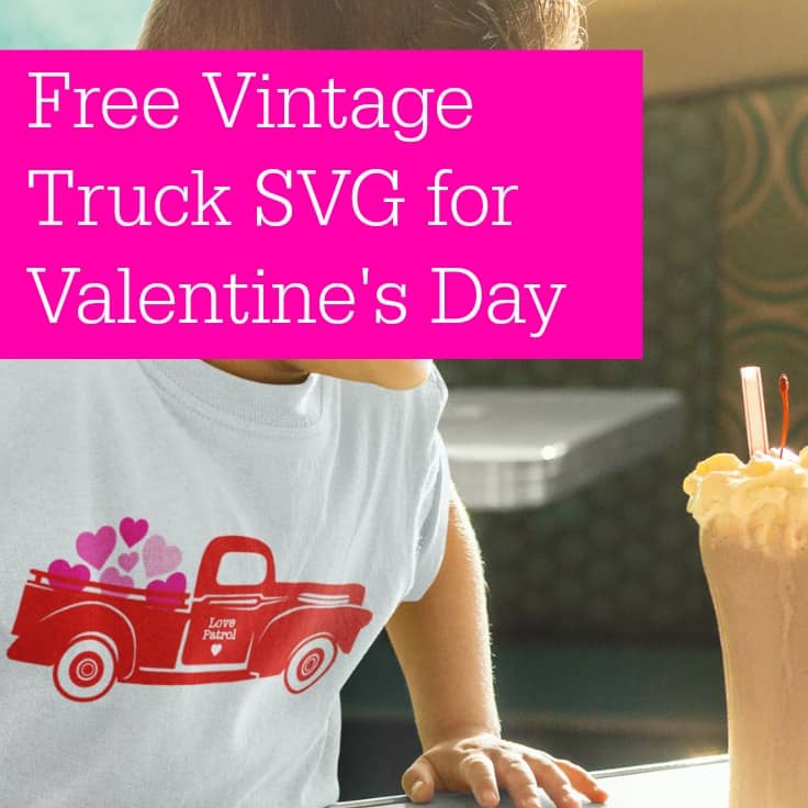 Free vintage red truck Valentine's Day SVG cut file for Silhouette Cameo or Cricut Explore crafters - by cuttingforbusiness.com.