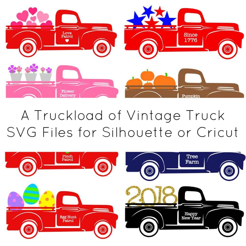 Truck Farm Truck Car Red Vintage Truck SVG Files Instant Digital DOWNLOAD Truck with Heart SVG Cut File Pickup Truck