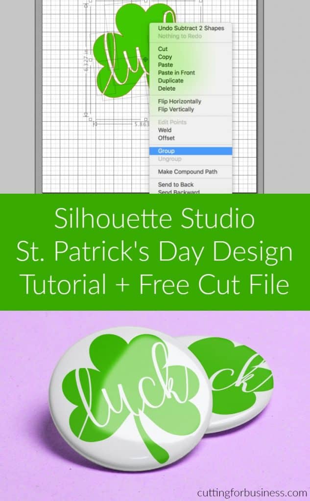 St. Patrick's Day Silhouette Studio Design Tutorial + Free Cut File - by cuttingforbusiness.com