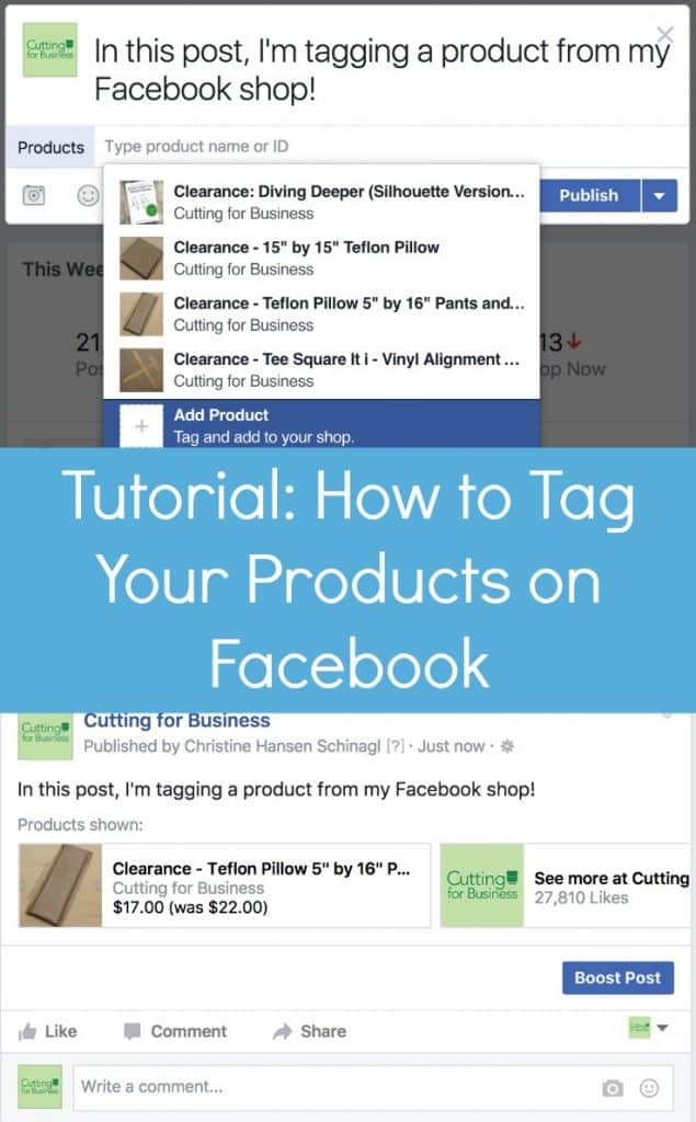 Tutorial: How to Tag Your Products in Facebook Posts - Great for Silhouette Cameo or Cricut Explore small business owners with a shop - by cuttingforbusiness.com