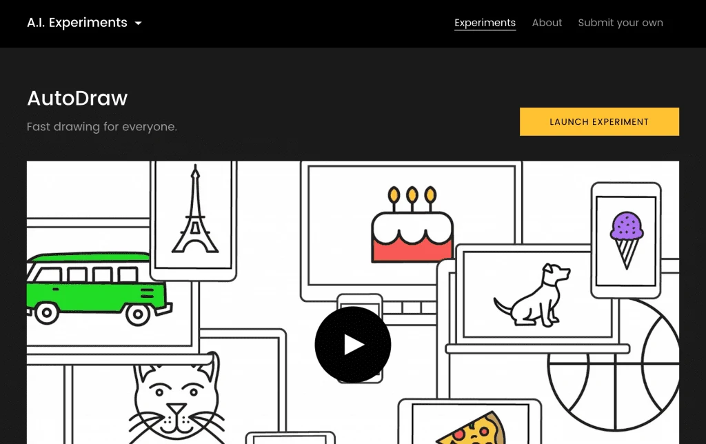 AutoDraw AI online for Free Experiments with Google