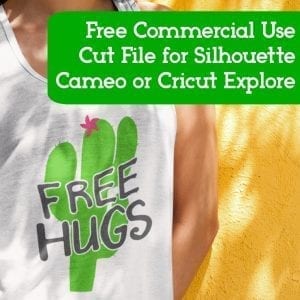 Free commercial use cactus free hugs SVG for Silhouette Cameo or Cricut Explore - by cuttingforbusiness.com