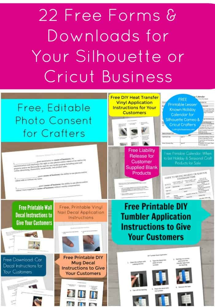 22 Free Forms and Downloads for Your Silhouette Cameo or Cricut Explore Small Business - by cuttingforbusiness.com
