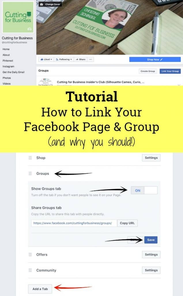 How to Link Your Facebook Business Page & Group - and Why You Should in your Silhouette or Cricut Craft Business - by cuttingforbusiness.com