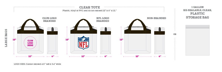NFL Approved Bag Logo Sizes