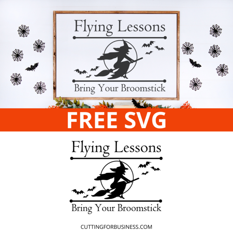 Free Halloween Witch Flying Lessons SVG Cut File