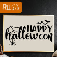 Free 'Happy Halloween' Spider Web Bat SVG Cut File - Commercial Use for Silhouette or Cricut (Portrait, Cameo, Curio, Mint and Explore, Maker, Joy) - by cuttingforbusiness.com.