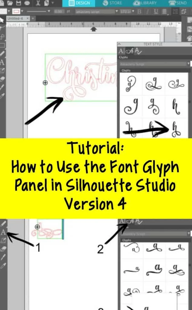 Tutorial: How to Use Font Glyphs in Silhouette Studio Version 4 - Cameo, Curio - by cuttingforbusiness.com