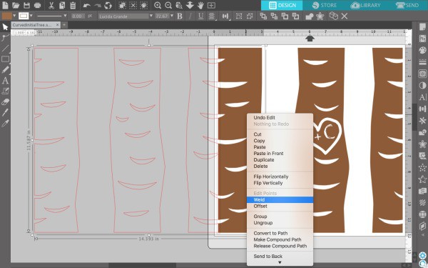 Design Tutorial: Carved Initials Tree Trunk in Silhouette Studio - Portrait, Cameo, Curio, Mint - by cuttingforbusiness.com