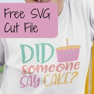 Free 'Did Someone Say Cake' Birthday SVG Cut File with Commercial Use for Silhouette Portrait, Cameo, Curio, Mint, Cricut Explore, or Maker - by cuttingforbusiness.com