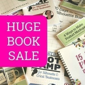 Want to start a business with your Silhouette Cameo or Portrait or Cricut Explore or Maker? Swoop up my business books while they are on sale! Cuttingforbusiness.com.