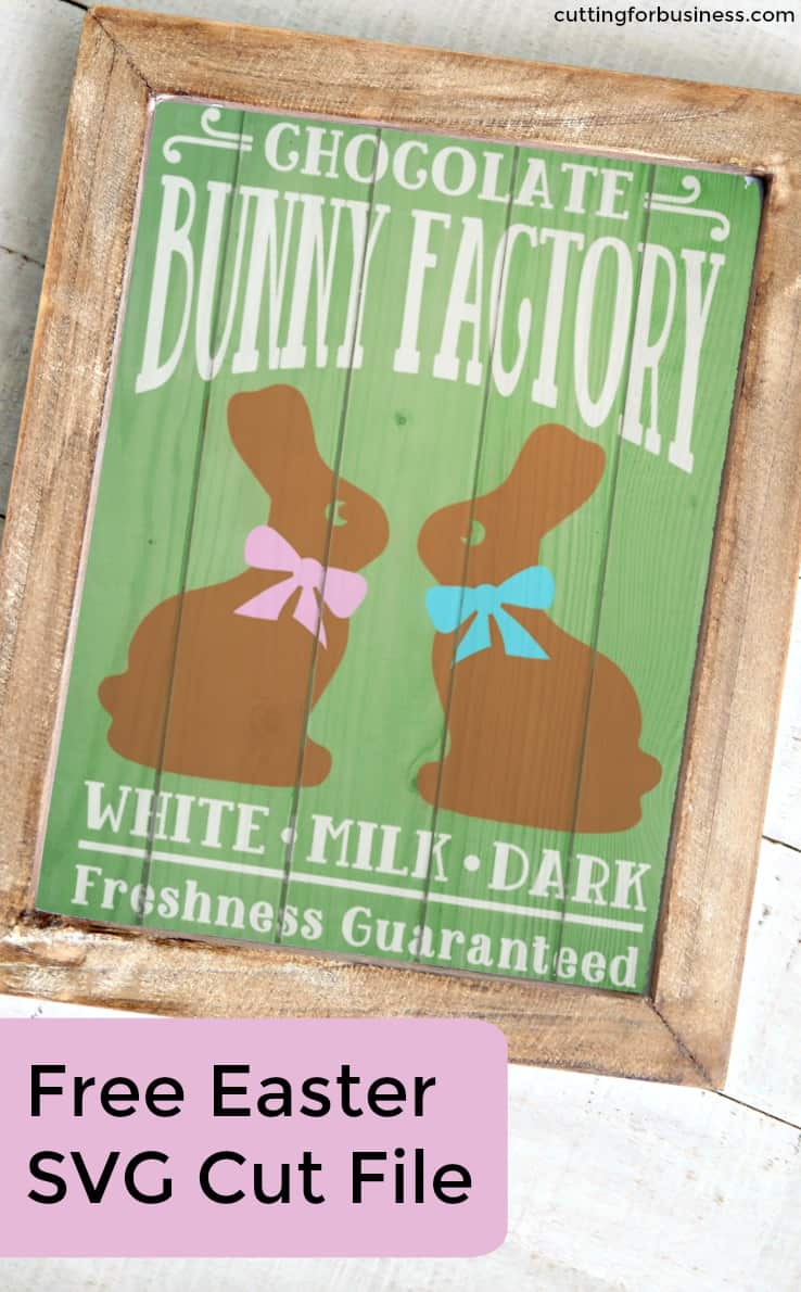 Free Easter 'Chocolate Bunny Factory' SVG Cut File for Silhouette Portrait or Cameo and Cricut Explore or Maker - by cuttingforbusiness.com