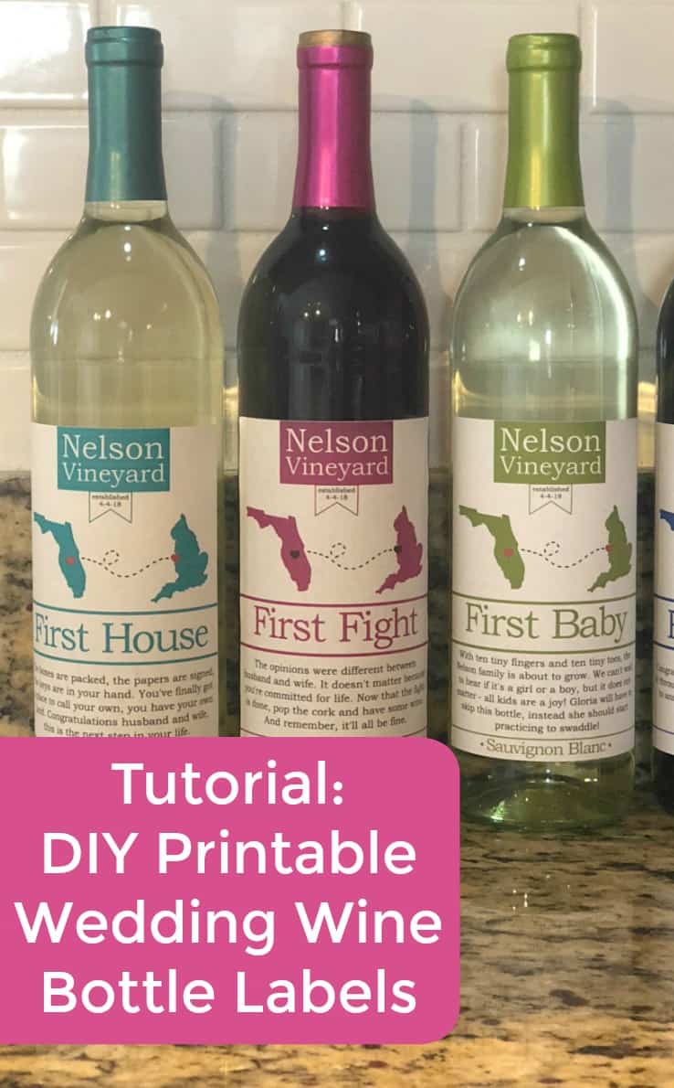 Tutorial: Print and Cut Wedding Wine Bottle Labels with Silhouette Cameo - Great gift or product idea for Etsy shop owners - by cuttingforbusiness.com