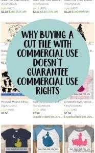 Why Buying a Commercial Use Cut File Doesn't Guarantee You Commercial Use Rights - A must read for Silhouette Portrait or Cameo and Cricut Explore or Maker small business owners - by cuttingforbusiness.com