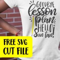 'Goodbye lesson plan hello sun tan' Free Teacher End of School SVG Cut File for Silhouette Cameo or Portrait and Cricut Explore or Maker - by cuttingforbusiness.com