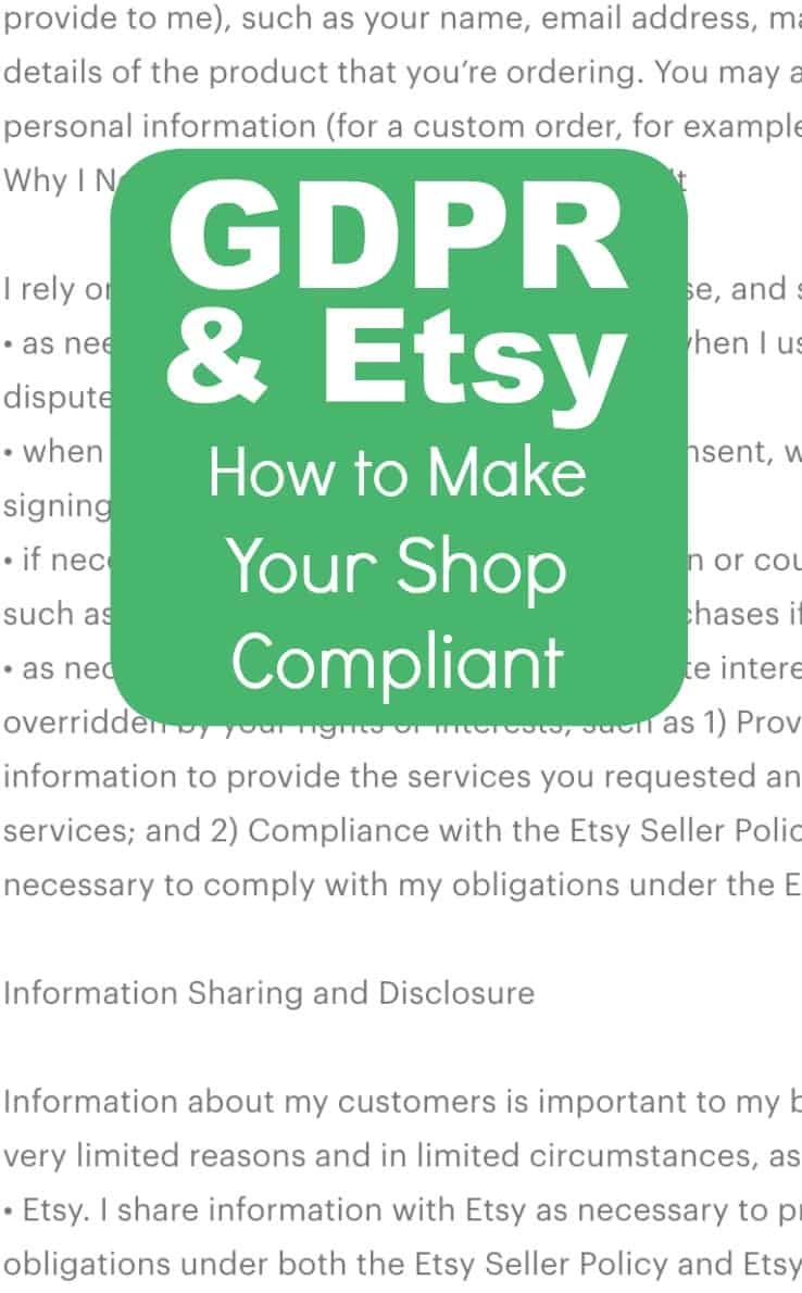 The GDPR and Your Etsy Shop: How to Make it Compliant - A must read for craft business owners who sell on Etsy - by cuttingforbusiness.com