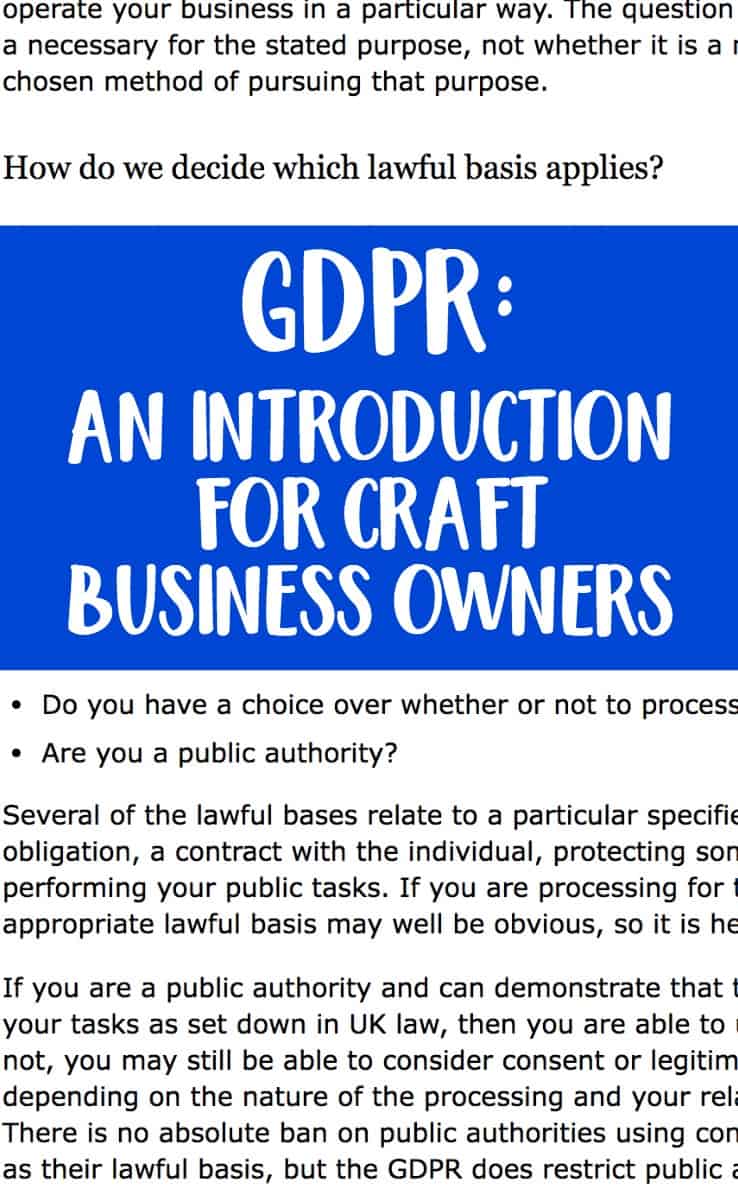 The GDPR for Craft Businesses - A good read for Silhouette and Cricut crafters with websites, Shopify stores, and Etsy shops. By cuttingforbusiness.com.