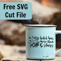 Free Summer Camping SVG Cut File - My hotel has more than 5 stars - Silhouette Portrait or Cameo and Cricut Explore or Maker - by cuttingforbusiness.com