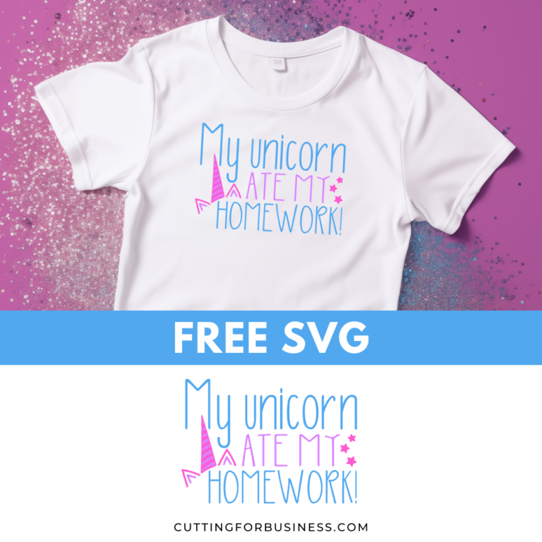 Free Back to School SVG – My Unicorn Ate My Homework