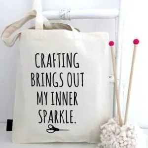 Crafting brings out my inner sparkle canvas craft bag - Etsy.com - cuttingforbusiness.com