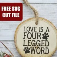 Free Dog 'Love is a Four Legged Word' SVG Cut File for Silhouette Portrait or Cameo and Cricut Explore or Maker - by cuttingforbusiness.com