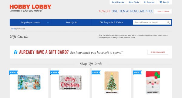 Hobby Lobby Craft Store Gift Cards - by cuttingforbusiness.com