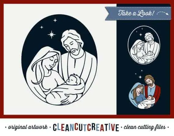 Nativity Christmas Cut File for Silhouette Cameo and Cricut Explore or Maker - by cleancutcreative - cuttingforbusiness.com