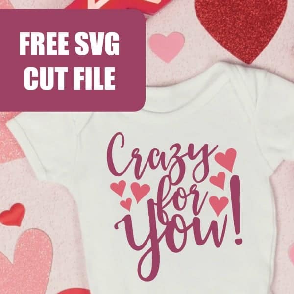 Free Valentine's Day 'Crazy for You' SVG cut file for Silhouette Portrait or Cameo and Cricut Explore or Maker - by cuttingforbusiness.com