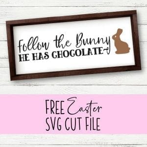 Free 'Follow the Easter Bunny He Has Chocolate' SVG Cut File for Silhouette Portrait or Cameo and Cricut Explore or Maker - by cuttingforbusiness.com