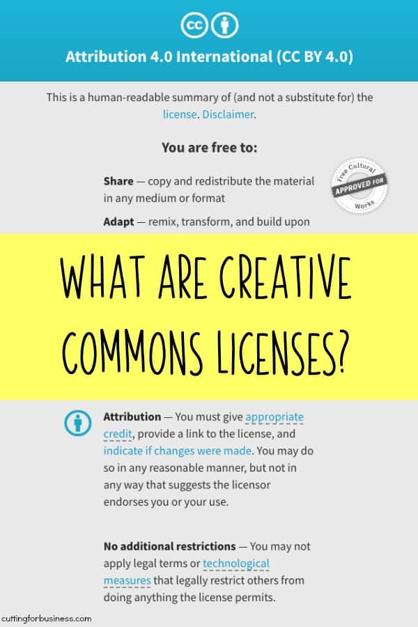 What are Creative Commons Licenses? By cuttingforbusiness.com.