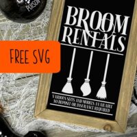 Free Halloween 'Broom Rental' SVG Cut File for Silhouette Portrait or Cameo and Cricut Explore or Maker - by cuttingforbusiness.com