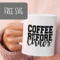 Free 'Coffee Before Chaos' Mom SVG Cut File for Silhouette Portrait or Cameo and Cricut Explore or Maker - by cuttingforbusiness.com