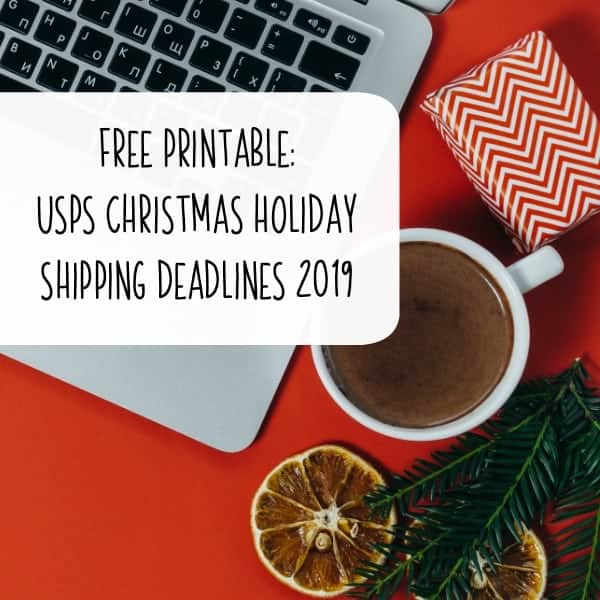 Free Printable USPS Christmas Holiday Shipping Deadlines 2019 for Etsy