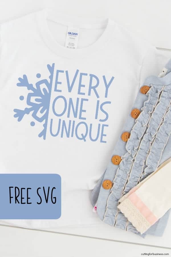 Free 'Every One is Unique' Snowflake Winter SVG Cut File for Silhouette Portrait or Cameo and Cricut Explore or Maker - by cuttingforbusiness.com