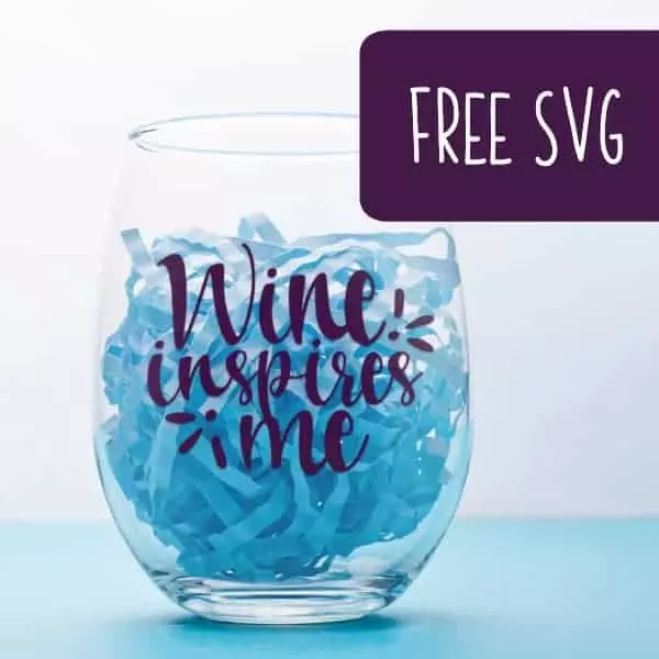 Free 'Wine Inspires Me' SVG Cut File for Silhouette Portrait or Cameo and Cricut Explore or Maker - by cuttingforbusiness.com