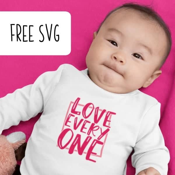 Free 'Love Every One' Valentine's Day SVG Cut File for Silhouette Portrait or Cameo and Cricut Explore or Maker - by cuttingforbusiness.com