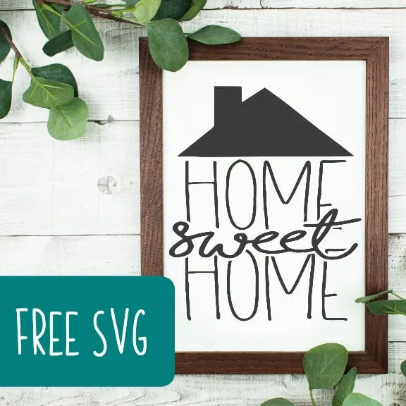 Free Commercial Use 'Home Sweet Home' SVG Cut File for Silhouette Portrait or Cameo and Cricut Explore, Maker, or Joy - by cuttingforbusiness.com