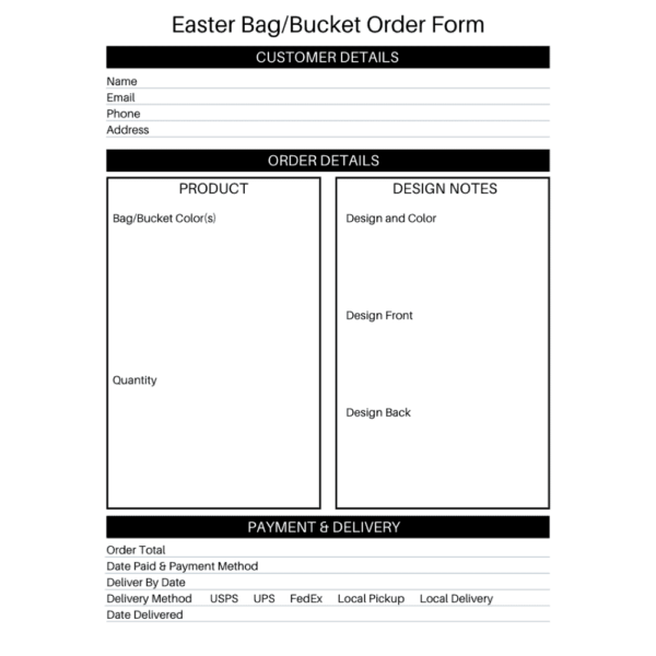 Easter Bag/Bucket Order Form - cuttingforbusiness.com